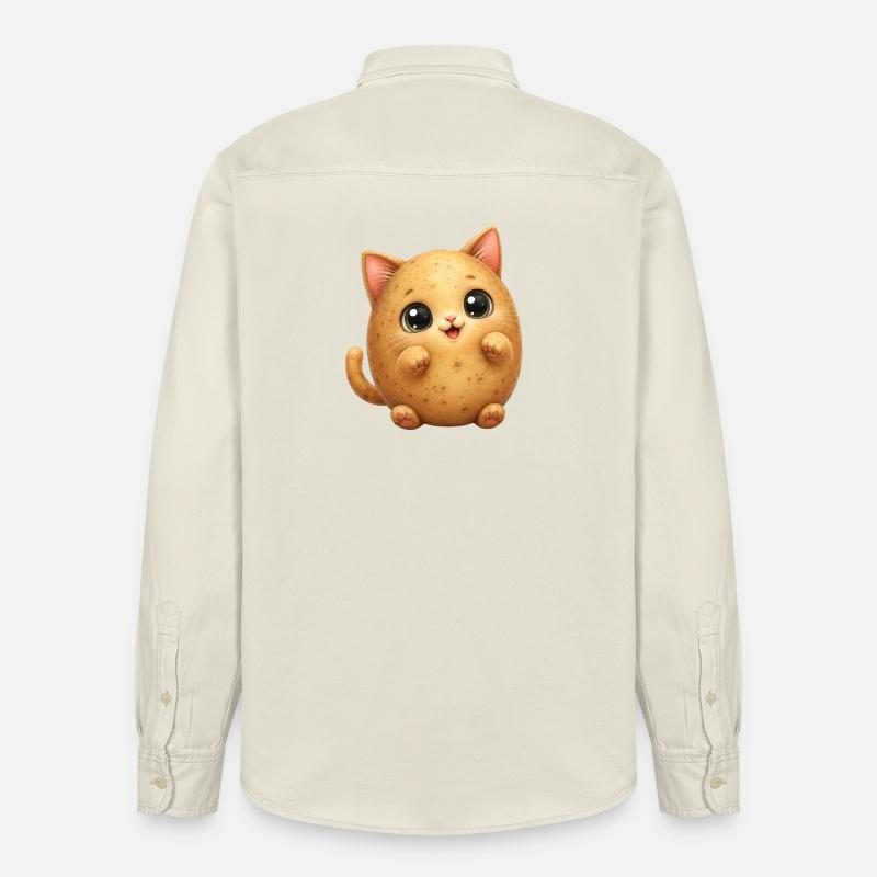 Chat de Patate mignon - Chemise unisexe coupe décontractée bio Stanley/Stella - écru doux