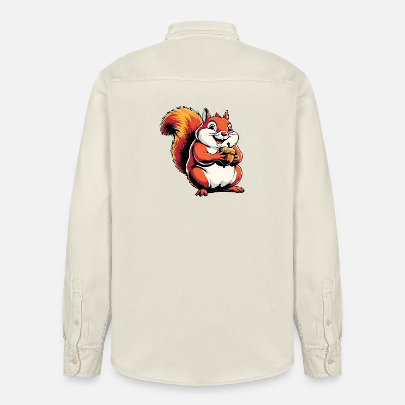 Witziger Eichhörnchen CartoonMit Eichel - Relaxed Fit Unisex Organic Hemd von Stanley/Stella - Natur