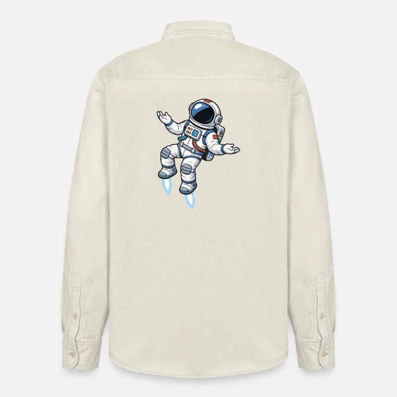 Schwebender Comic Astronaut mit Raketenantrieb - Relaxed Fit Unisex Organic Hemd von Stanley/Stella - Natur