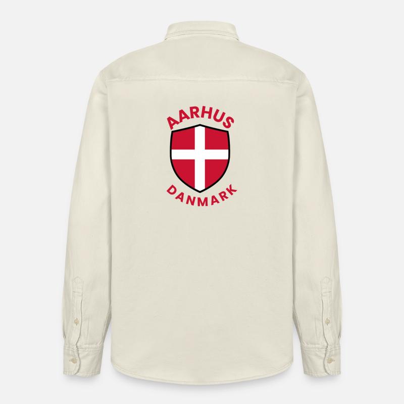 Écu du drapeau du Danemark d’Aarhus - Chemise unisexe coupe décontractée bio Stanley/Stella - écru doux