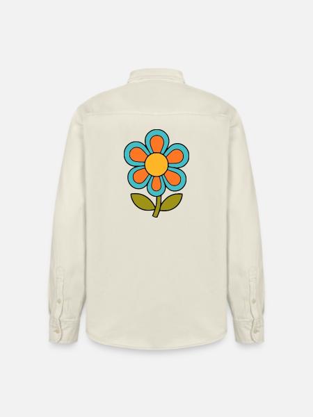 70s flower pattern retro flowerpower - Relaxed Fit Unisex Organic Shirt by Stanley/Stella - soft Ecru
