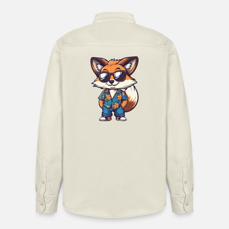Fuchs Comic Urlaub - Relaxed Fit Unisex Organic Hemd von Stanley/Stella - Natur