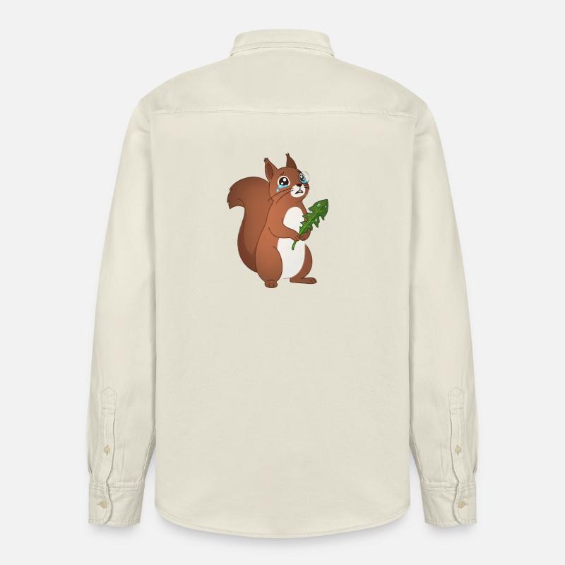 Heulendes Eichhörnchen mit einem Blatt - Relaxed Fit Unisex Organic Hemd von Stanley/Stella - Natur