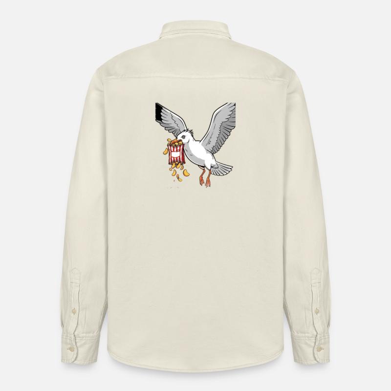 Möwe mit Chips Snack Design - Relaxed Fit Unisex Organic Hemd von Stanley/Stella - Natur