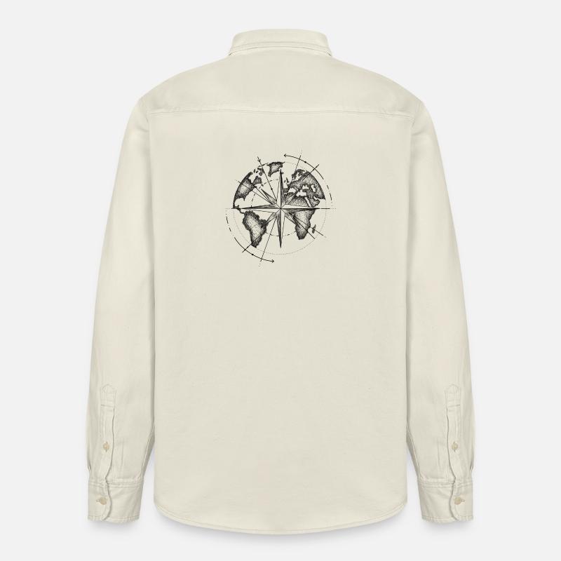 Map monde  - Chemise unisexe coupe décontractée bio Stanley/Stella - écru doux