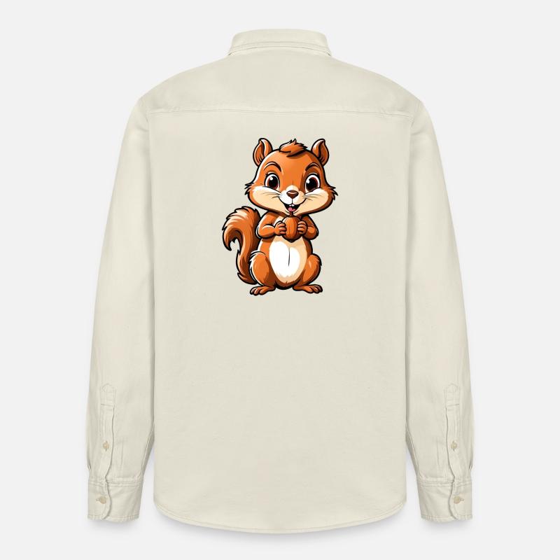 Niedliches Cartoon-Eichhörnchen mit Eichel - Relaxed Fit Unisex Organic Hemd von Stanley/Stella - Natur