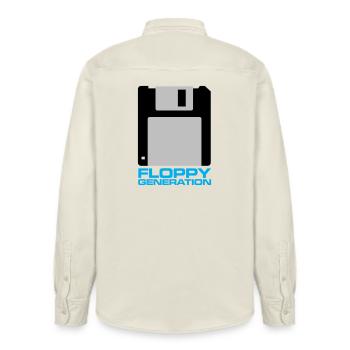 Diskette Generation 3.5 - Relaxed Fit Unisex Organic Hemd von Stanley/Stella - Natur - Hinten - AI Model Male 178 light (178cm)