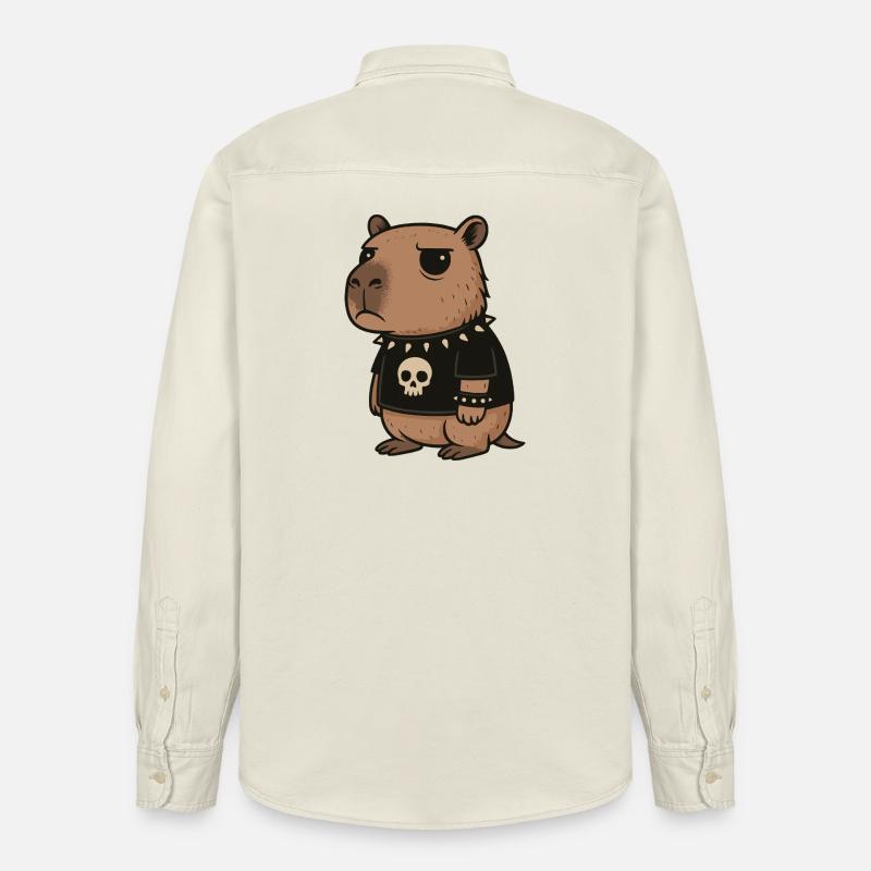 Goth Capybara Drôles Emo Punk Rongeurs - Chemise unisexe coupe décontractée bio Stanley/Stella - écru doux