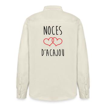 noces d'acajou 27 ans de mariage - Chemise unisexe coupe décontractée bio Stanley/Stella - écru doux - Dos - AI Model Male 178 light (178cm)