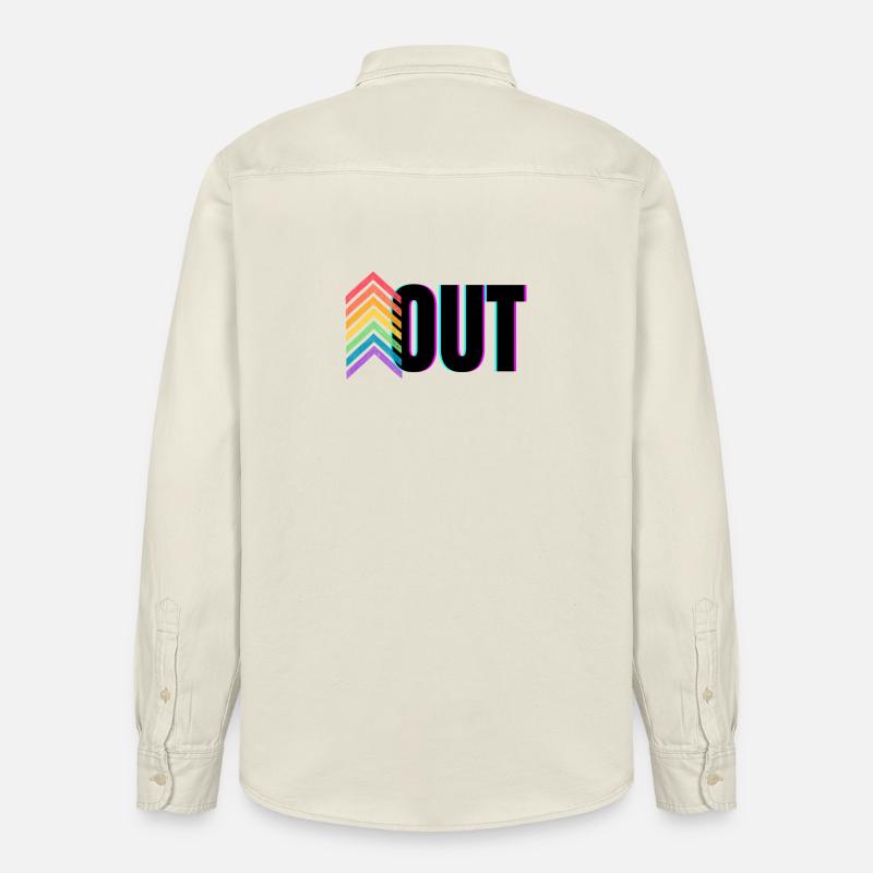 Pride Rainbow Logo Out - Relaxed Fit Unisex Organic Hemd von Stanley/Stella - Natur