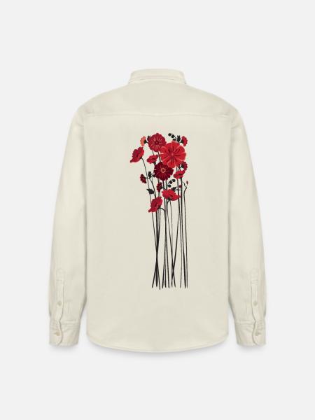 Pebble Flowers Illustration - Relaxed Fit Unisex Organic Shirt by Stanley/Stella - soft Ecru