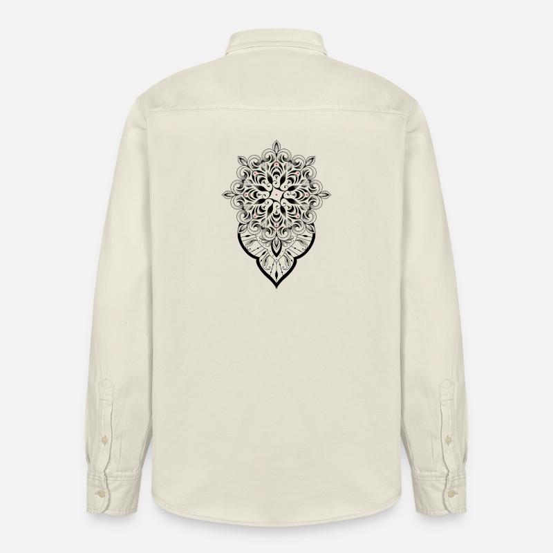 Mandala graphique dot work - Chemise unisexe coupe décontractée bio Stanley/Stella - écru doux