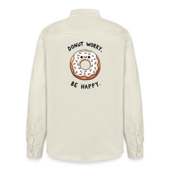 Donat Worry - be happy - Relaxed Fit Unisex Organic Hemd von Stanley/Stella - Natur - Hinten - AI Model Male 178 light (178cm)
