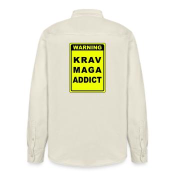 Warnung Krav Maga Süchtiger - Relaxed Fit Unisex Organic Hemd von Stanley/Stella - Natur - Hinten - AI Model Male 178 light (178cm)