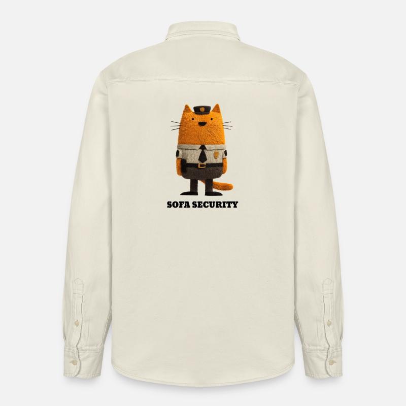 Cat in Security Look - Sofa Security - Relaxed Fit Unisex Organic Shirt by Stanley/Stella - soft Ecru