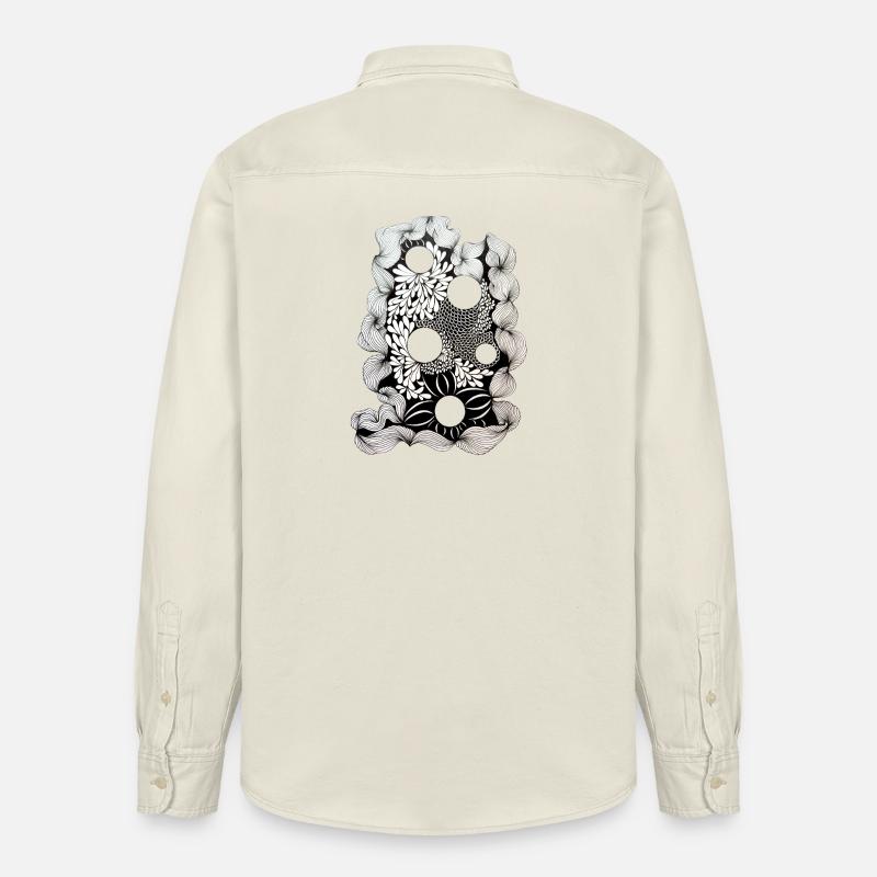 Schwarze Blütenring-Muster - Relaxed Fit Unisex Organic Hemd von Stanley/Stella - Natur