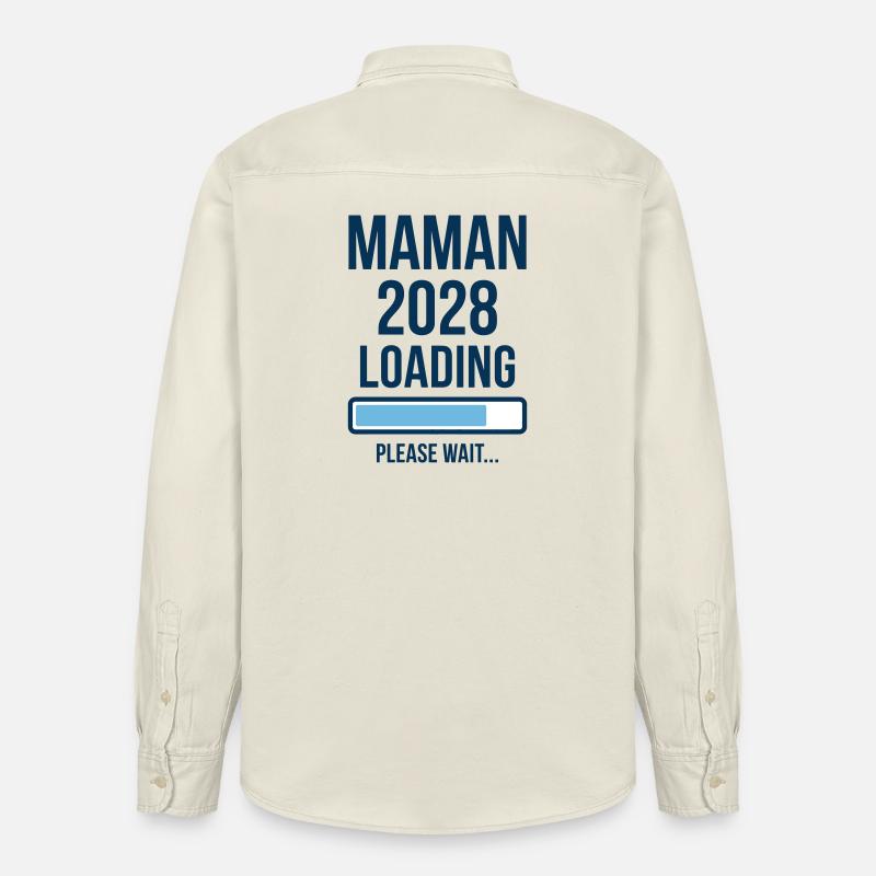 Annonce Grossesse Maman 2028 Loading - Chemise unisexe coupe décontractée bio Stanley/Stella - écru doux