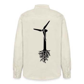 Think Green - Relaxed Fit Unisex Organic Shirt by Stanley/Stella - soft Ecru - Back - AI Model Male 178 light (178cm)