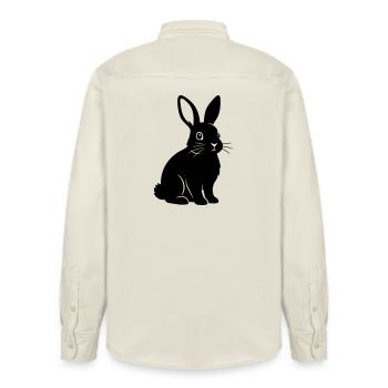 Hase Kaninchen Silhouette Schwarz Vektor - Relaxed Fit Unisex Organic Hemd von Stanley/Stella - Natur - Hinten - AI Model Male 178 light (178cm)
