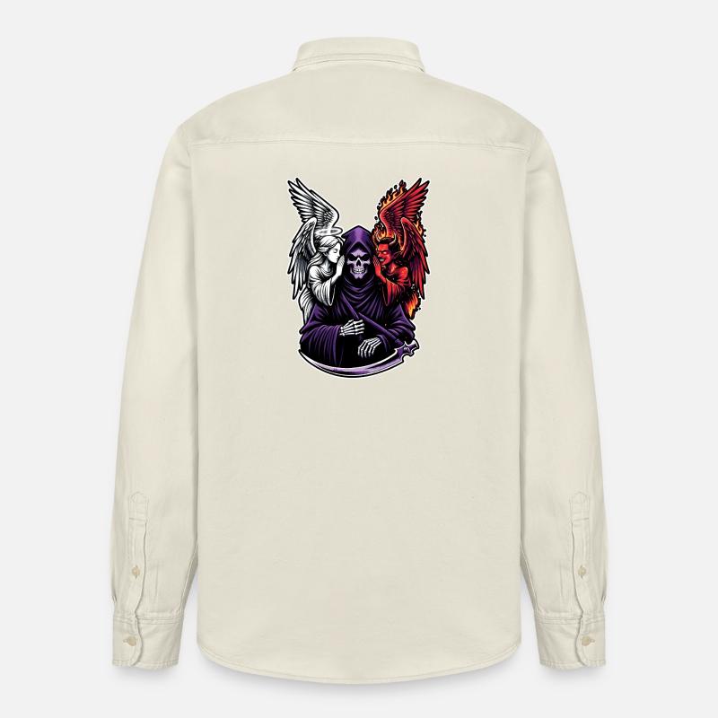 Sensenmann mit Engel und Dämon - Relaxed Fit Unisex Organic Hemd von Stanley/Stella - Natur