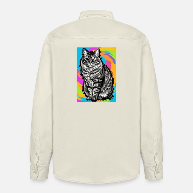 chat - Chemise unisexe coupe décontractée bio Stanley/Stella - écru doux