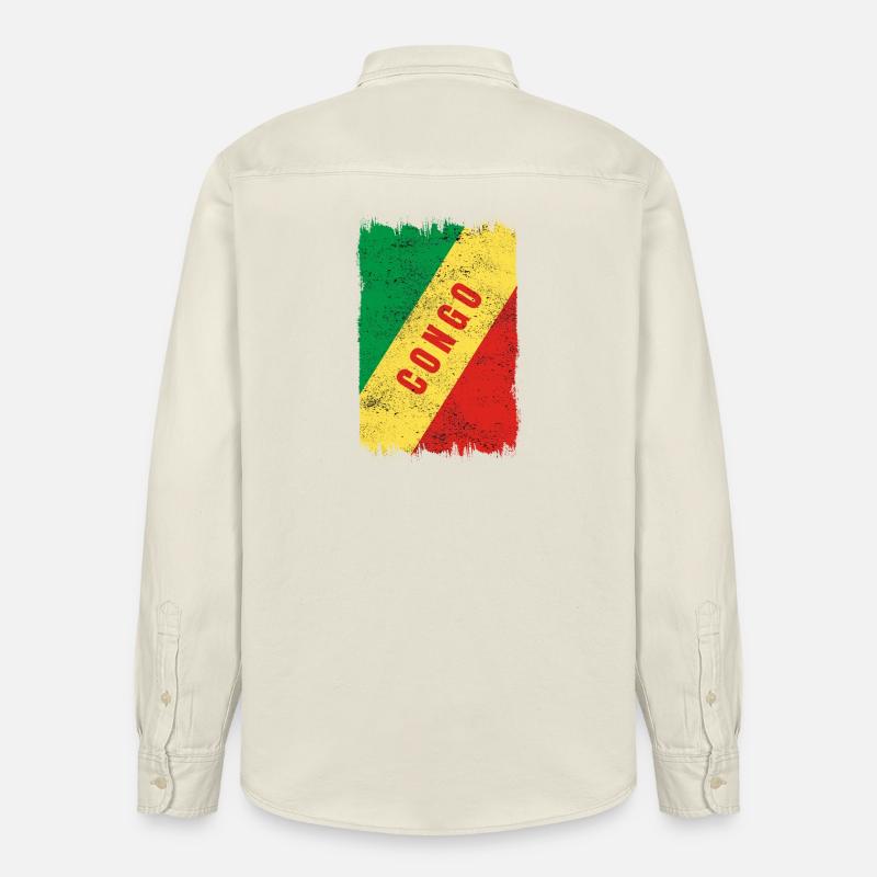 Drapeau du Congo - Chemise unisexe coupe décontractée bio Stanley/Stella - écru doux