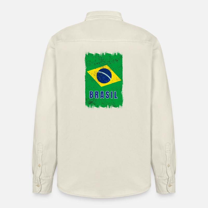 drapeau du Brésil - Chemise unisexe coupe décontractée bio Stanley/Stella - écru doux