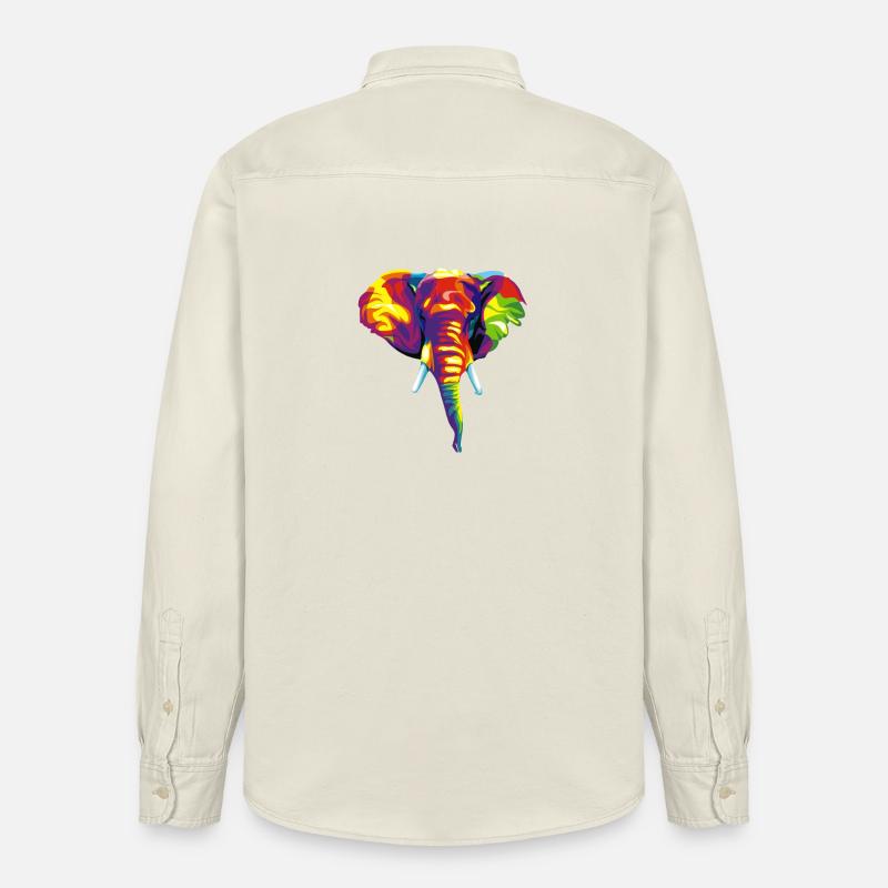 Elefant mit buntem abstraktem Muster. - Relaxed Fit Unisex Organic Hemd von Stanley/Stella - Natur