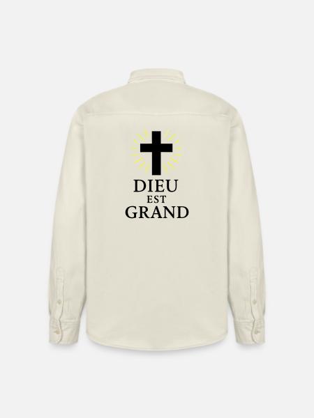 DIEU EST GRAND - Chemise unisexe coupe décontractée bio Stanley/Stella - écru doux