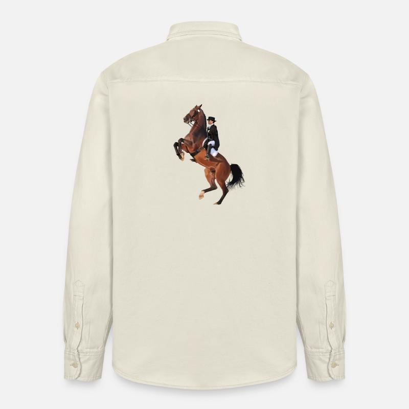 Cavalier élégant sur cheval cabré - Chemise unisexe coupe décontractée bio Stanley/Stella - écru doux