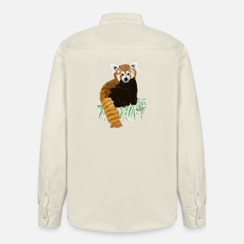 Roter Pandabaer auf Heu sitzend - Relaxed Fit Unisex Organic Hemd von Stanley/Stella - Natur