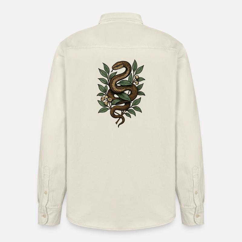Serpent dans le réseau de feuilles - Chemise unisexe coupe décontractée bio Stanley/Stella - écru doux