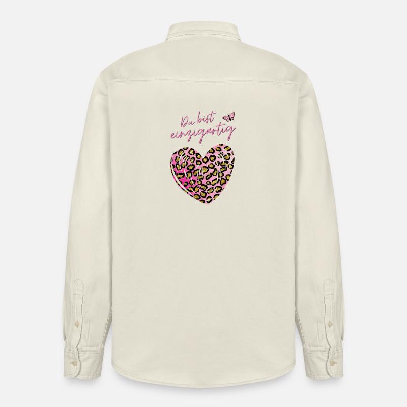 Du bist einzigartig Leopard Herz - Relaxed Fit Unisex Organic Hemd von Stanley/Stella - Natur