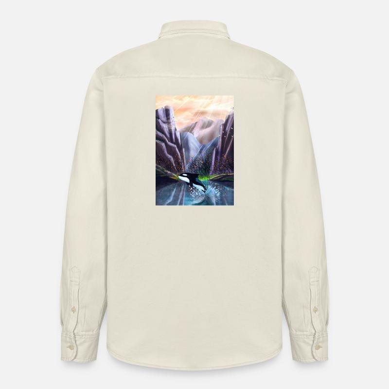 Orcas springen im Bergtal - Relaxed Fit Unisex Organic Hemd von Stanley/Stella - Natur
