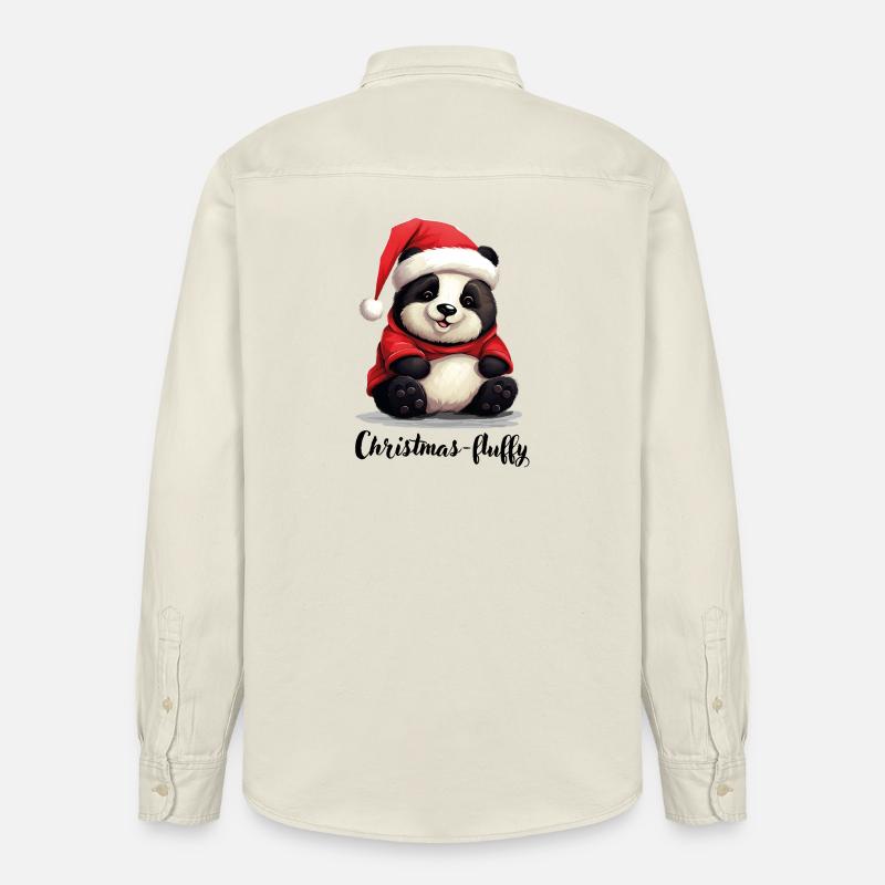 Noël, Panda Bear, Panda Noël-moelleux - Chemise unisexe coupe décontractée bio Stanley/Stella - écru doux