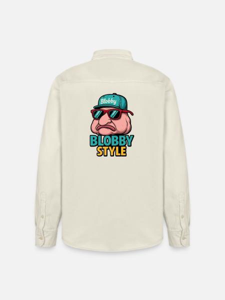 Blobby Style Cartoon Tee - Relaxed Fit Unisex Organic Shirt by Stanley/Stella - soft Ecru