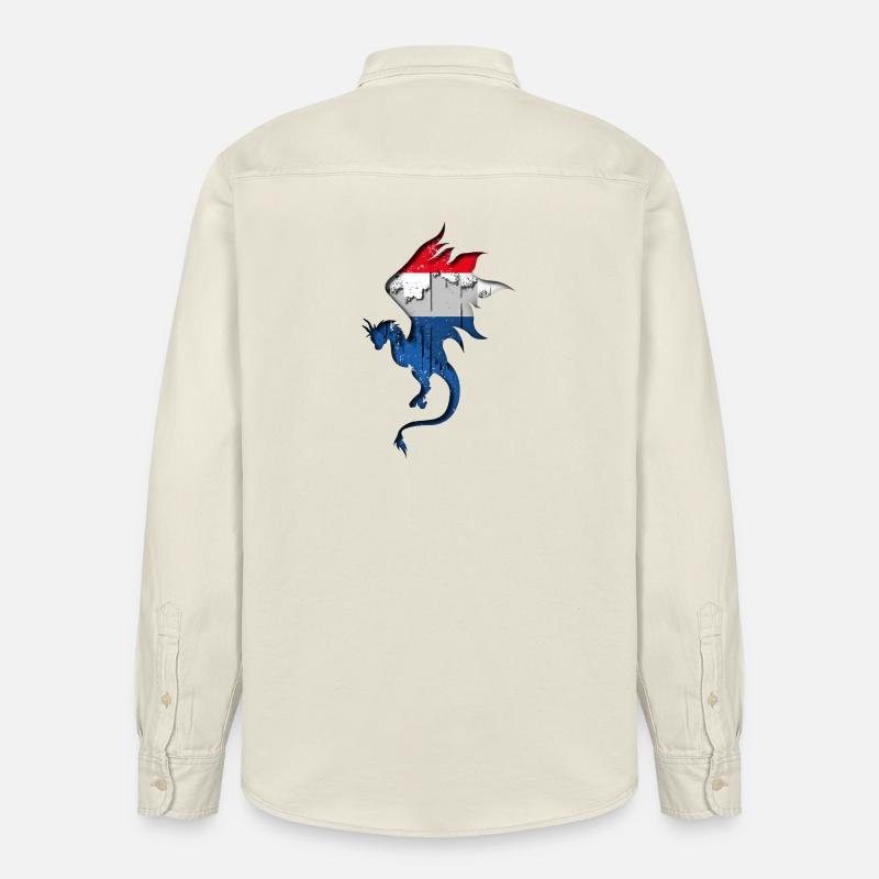 Drapeau des Pays-Bas - Pays-Bas - Silhouette de - Chemise unisexe coupe décontractée bio Stanley/Stella - écru doux