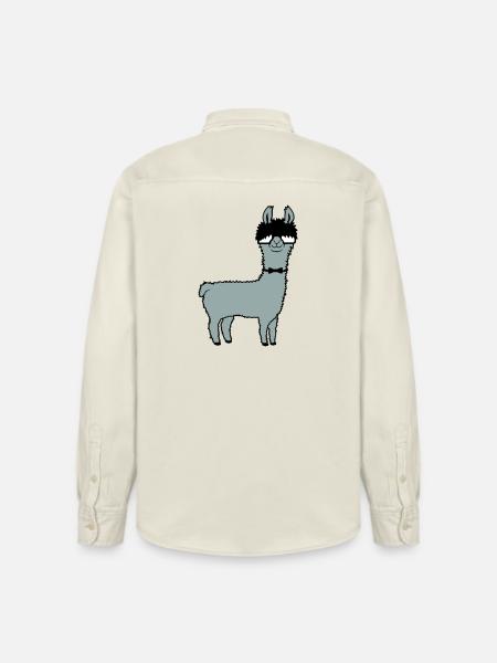 Lama-nørd Nørd Hornbriller Butterfly Sjov Alpaka Sød - Stanley/Stella unisex skjorte afslappet pasform økologisk - blød ecru
