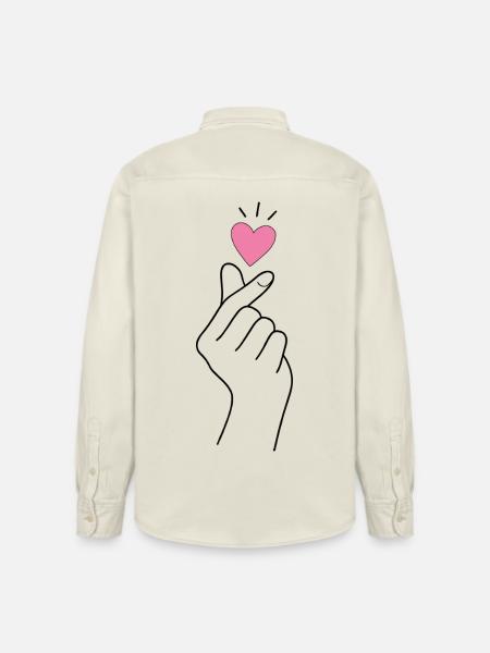 K-Pop Finger Heart - Relaxed Fit Unisex Organic Shirt by Stanley/Stella - soft Ecru