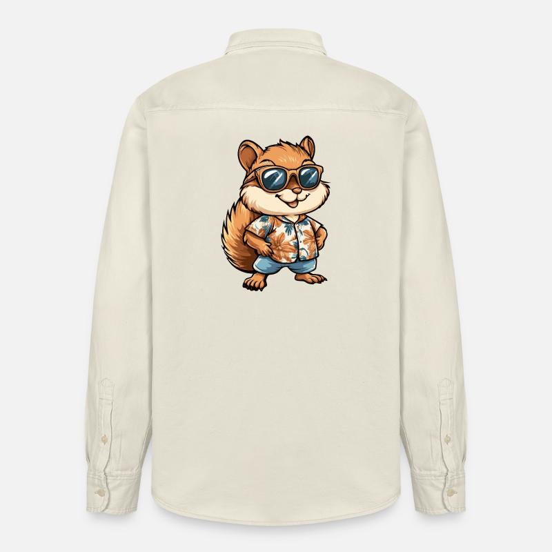 Eichhörnchen Comic Urlaub - Relaxed Fit Unisex Organic Hemd von Stanley/Stella - Natur