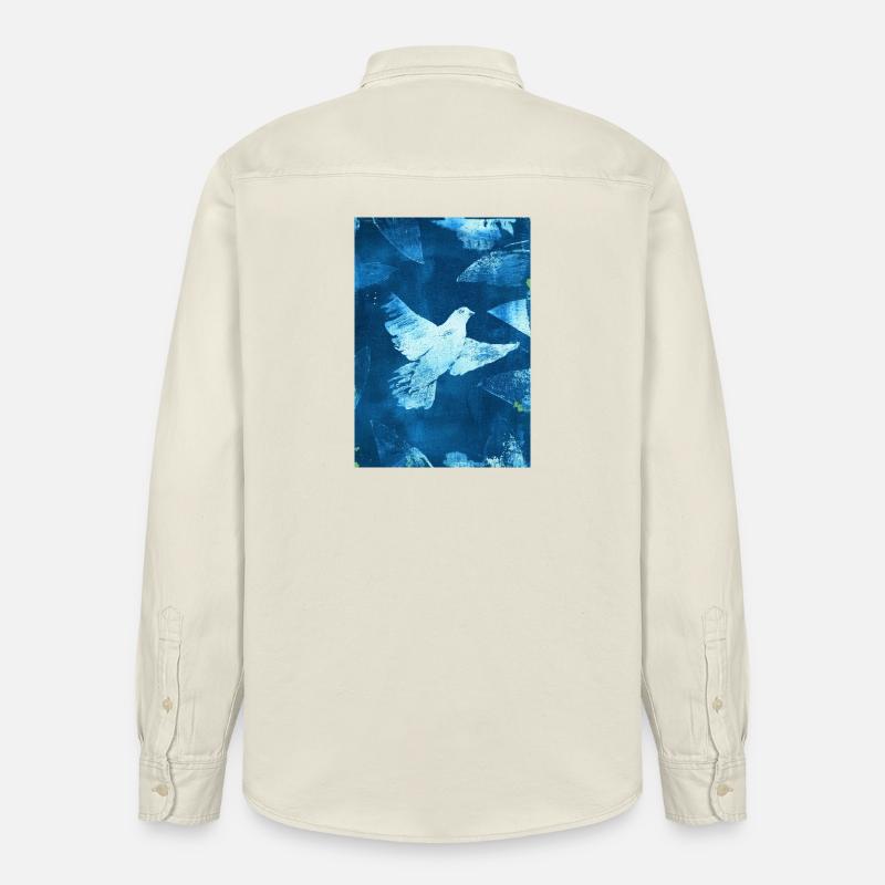 Blau Taube Friedensvisual - Relaxed Fit Unisex Organic Hemd von Stanley/Stella - Natur