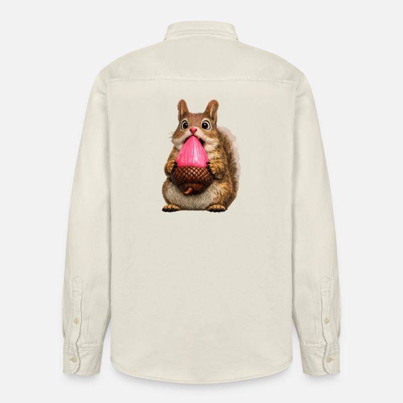 Süßes Eichhörnchen mit rosa Eichel - Relaxed Fit Unisex Organic Hemd von Stanley/Stella - Natur