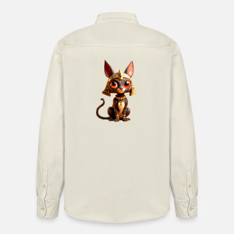 Chat égyptien d’Anubis - Chemise unisexe coupe décontractée bio Stanley/Stella - écru doux
