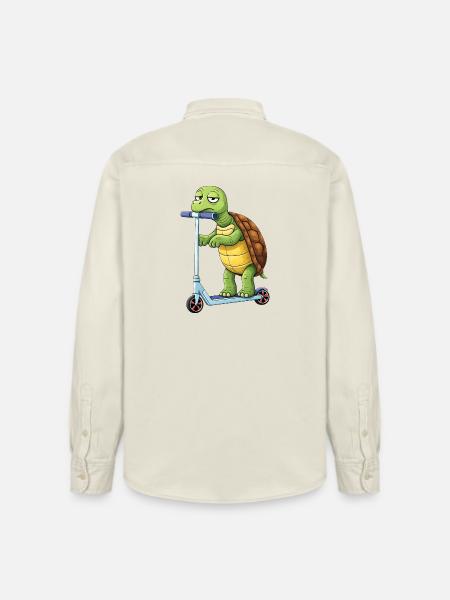 Sød Skildpadde Tegnefilm Scooter Scooter Kedelig - Stanley/Stella unisex skjorte afslappet pasform økologisk - blød ecru