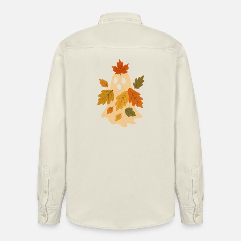 Herbstgeist mit Blättern - Chemise unisexe coupe décontractée bio Stanley/Stella - écru doux