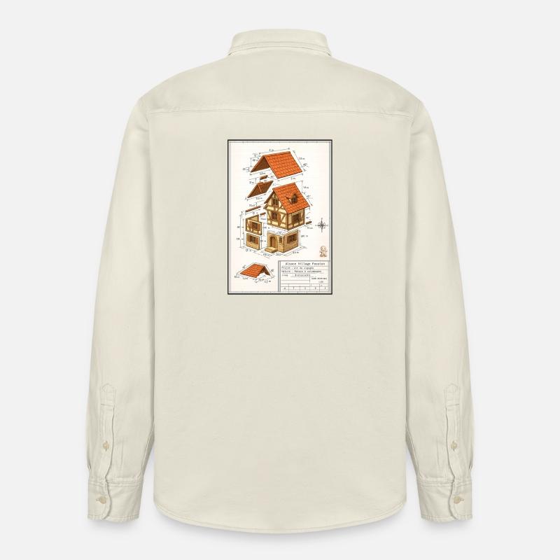 Maison colombages Alsacienne plan architecte  - Chemise unisexe coupe décontractée bio Stanley/Stella - écru doux