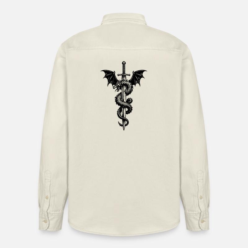 Blason médiéval avec dragon et épée - Chemise unisexe coupe décontractée bio Stanley/Stella - écru doux