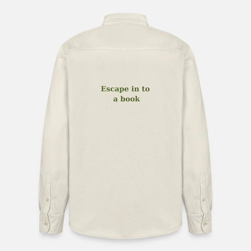Évadez-vous dans un livre - Vert olive - Chemise unisexe coupe décontractée bio Stanley/Stella - écru doux