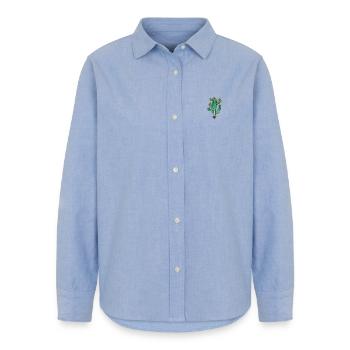 Kaktus 1 - Frauen Oxford Hemd - Carolina Blue - Vorne - AI Model Female 172 light (172cm)