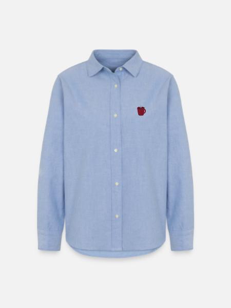 Kaffeetasse bestickt - Frauen Oxford Hemd - Carolina Blue